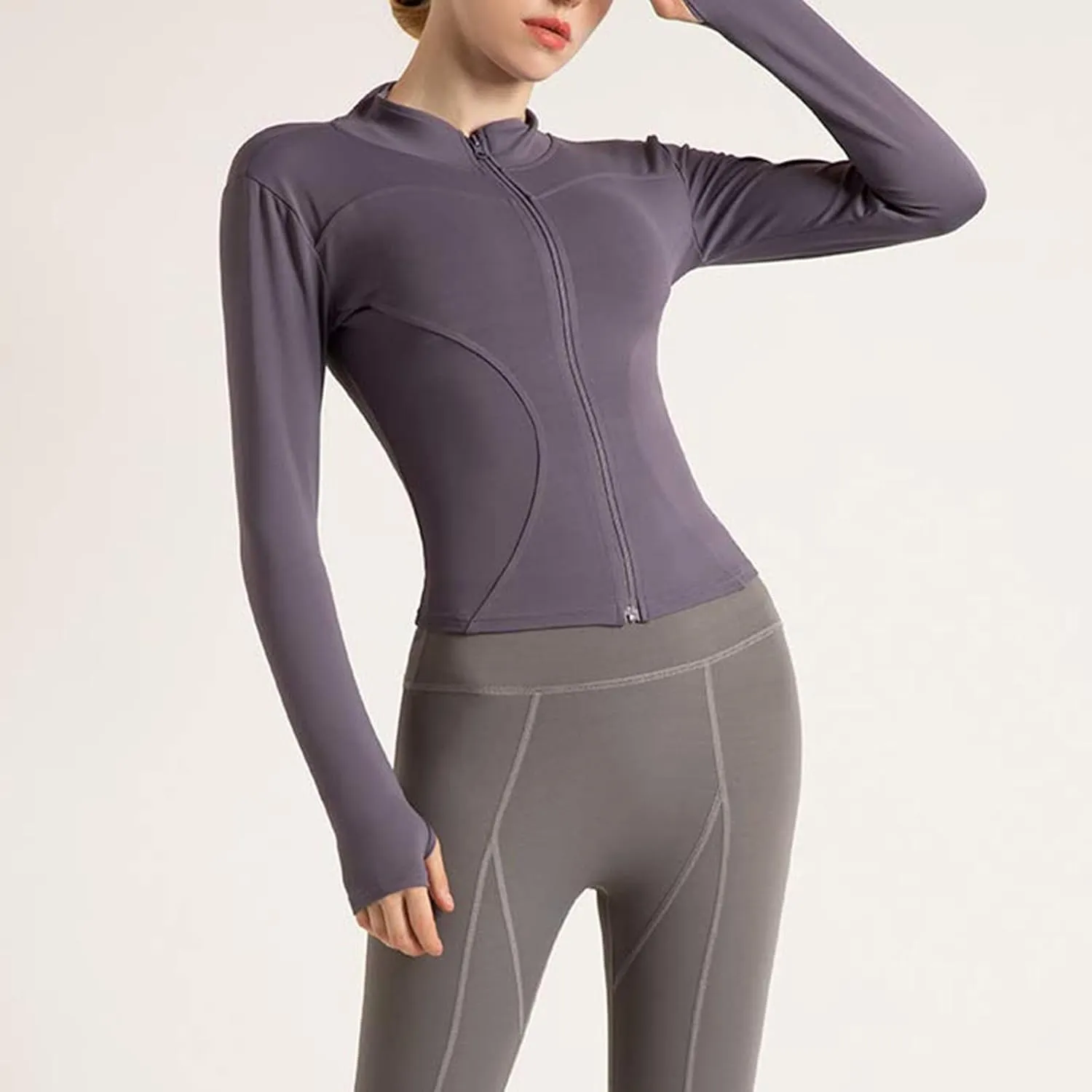 Women's Yoga Activewear Zipper Front Sports Tops Long Sleeve Sports Cropped Tops Women Jacket