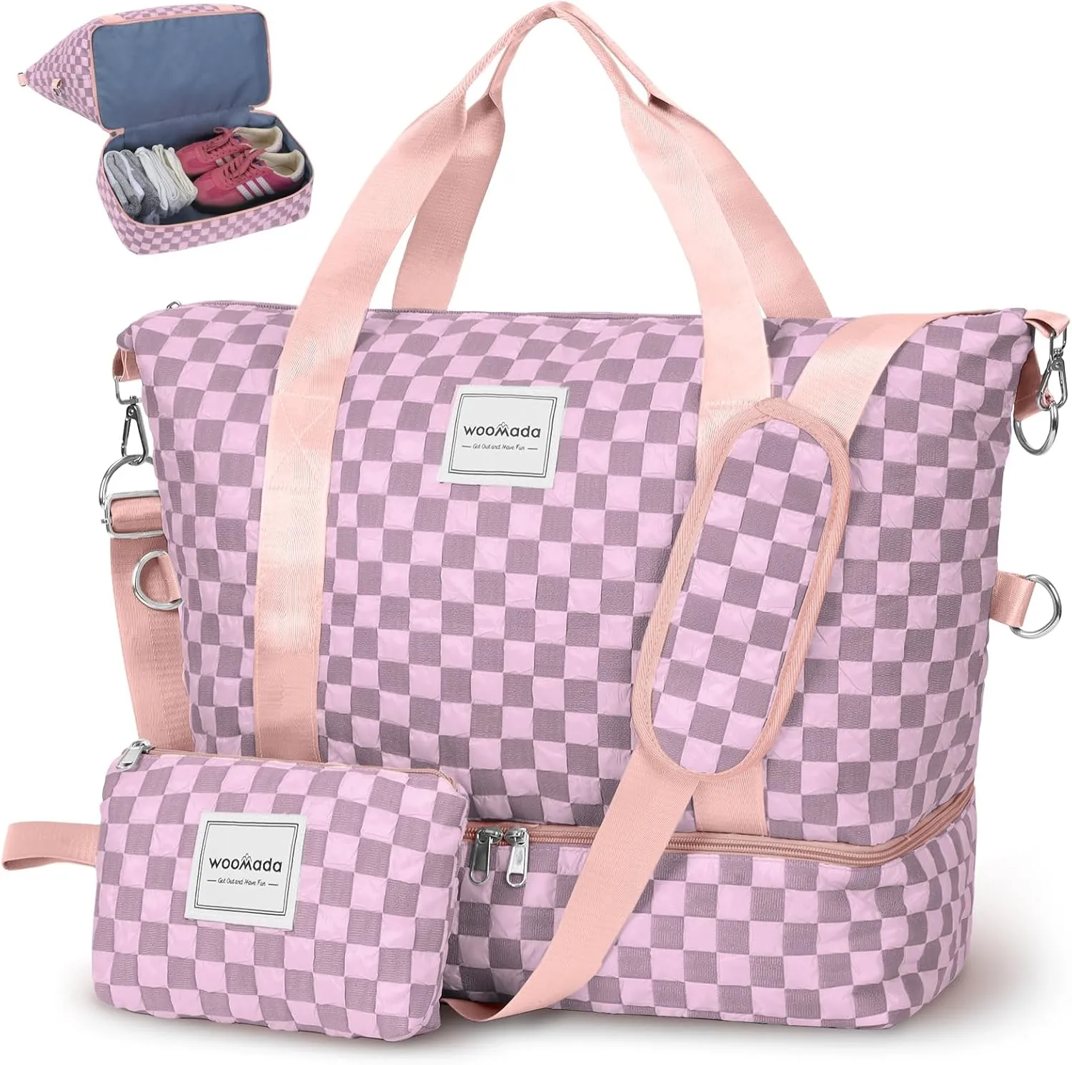WOOMADA Weekender Bag for Women, Travel Duffel Bags with Shoe Compartment & Wet Pocket, Personal Item Bag for Airlines