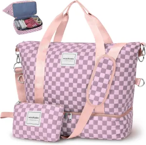 WOOMADA Weekender Bag for Women, Travel Duffel Bags with Shoe Compartment & Wet Pocket, Personal Item Bag for Airlines