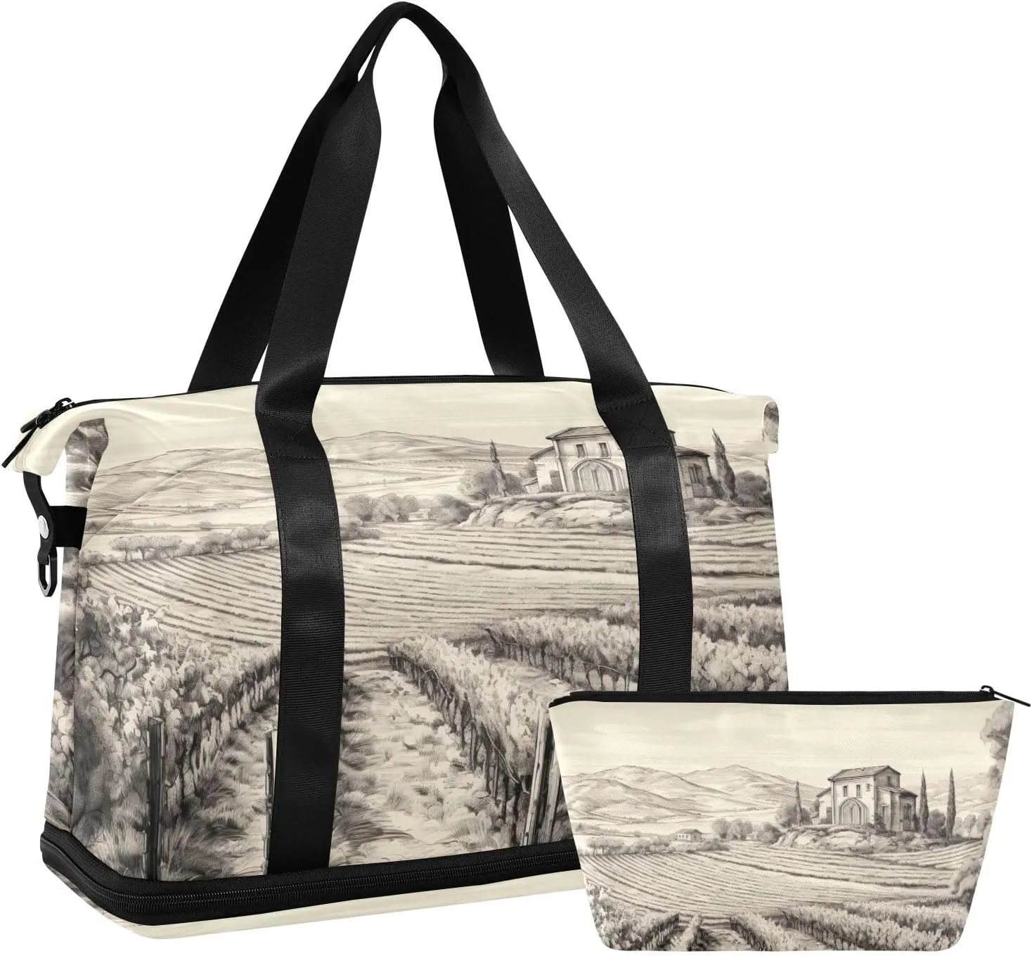 xigua Gym Bag Farm Vines Vintage Travel Duffel Bag - Sports Gym Bag with Dry Wet Pocket Cosmetic bag & Shoes Compartment for Women and Men
