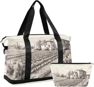 xigua Gym Bag Farm Vines Vintage Travel Duffel Bag - Sports Gym Bag with Dry Wet Pocket Cosmetic bag & Shoes Compartment for Women and Men