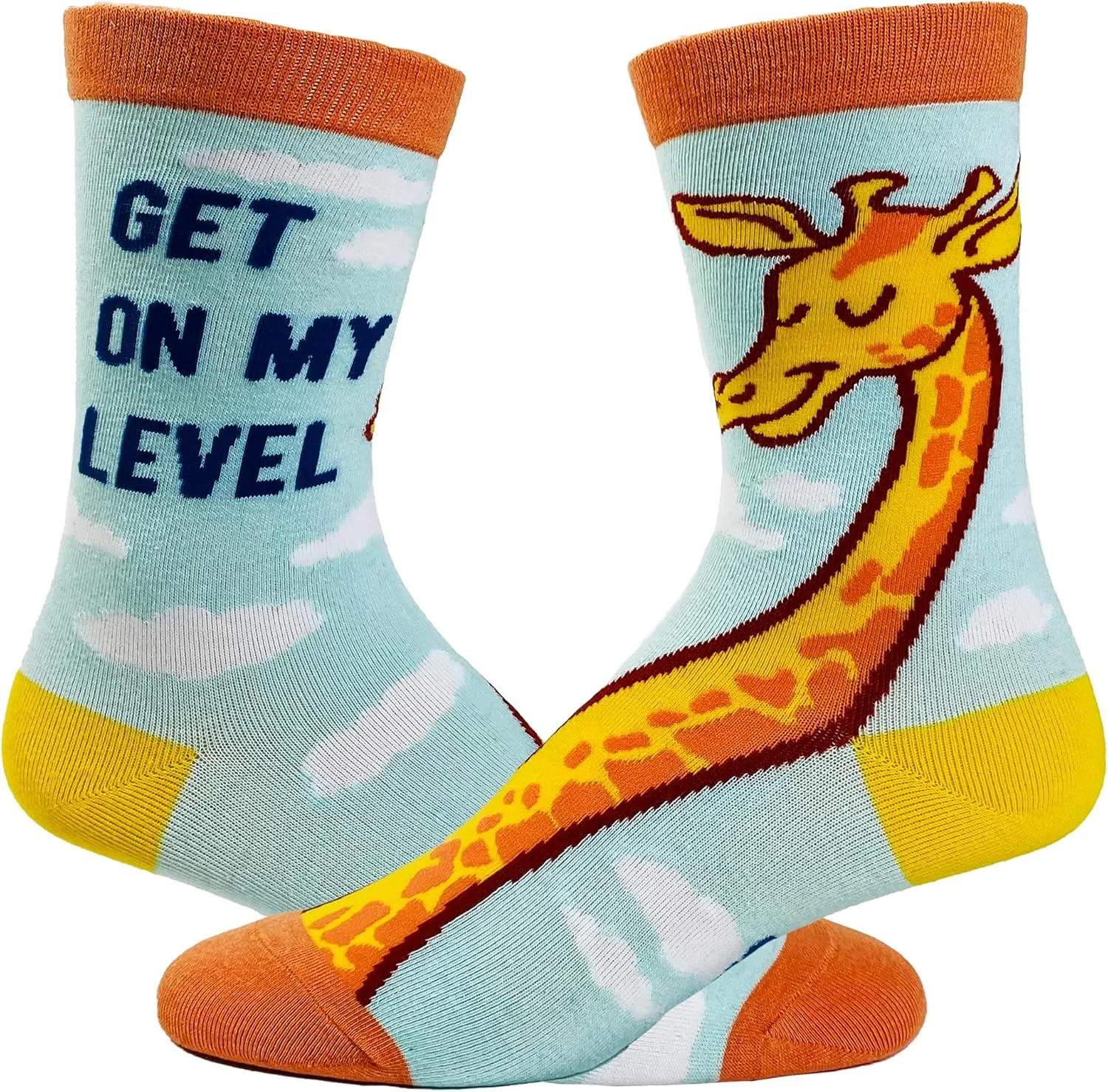 Youth Get On My Level Socks Funny Tall Giraffe Novelty Graphic Footwear
