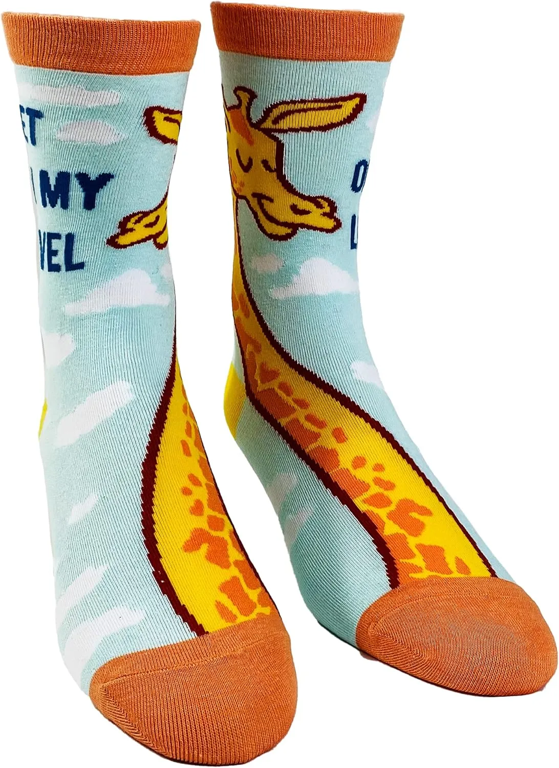 Youth Get On My Level Socks Funny Tall Giraffe Novelty Graphic Footwear