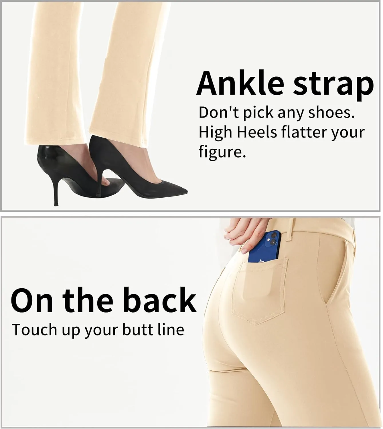 Zeronic Women's Dress Pants Belt Loops Stretchy Work Slacks Business Casual Straight Leg Yoga Bootcut Trousers with Pockets